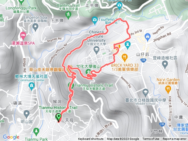 天母古道登山口-文化大學O型