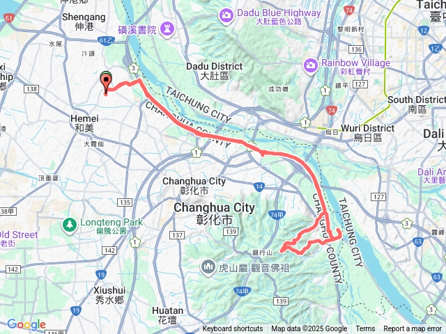 騎腳踏車和美烏溪廊道四面佛淨土寺來回預覽圖