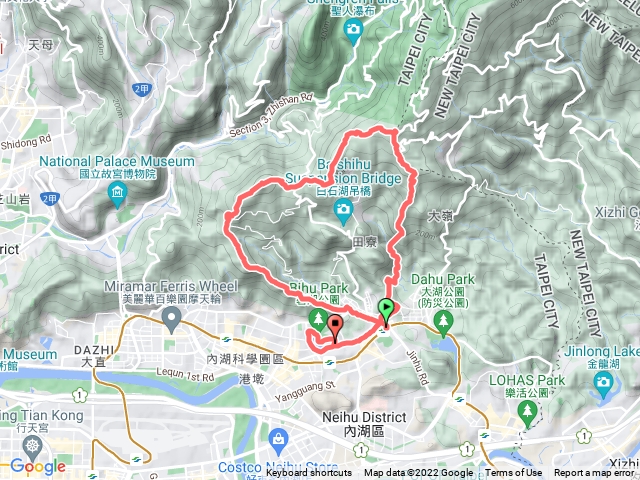 內湖雙心─梘頭山→龍船岩→開眼山→白石湖山→碧山→大崙頭山→大崙尾山→論劍山→剪刀石→金面山→竹嵩山→新坡尾山