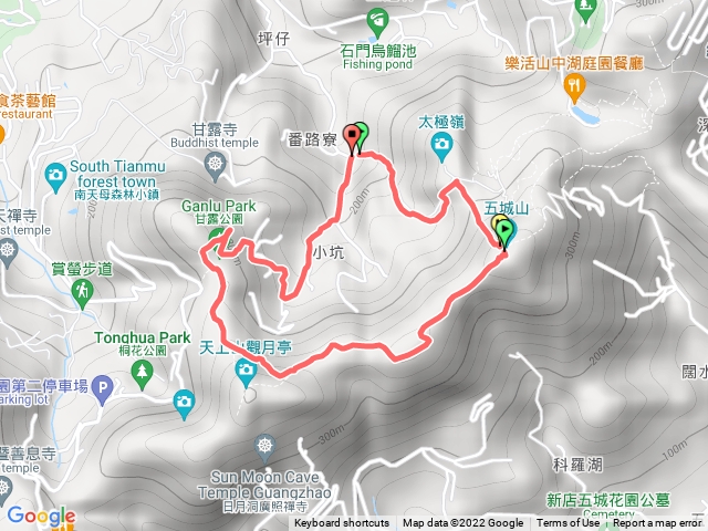 70號步道入口-五城山-天上山縱走-天上山鞍部-甘露公園-產業道路-回70號步道入口