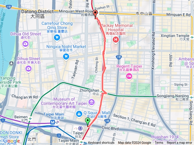台北車站到民權西路站