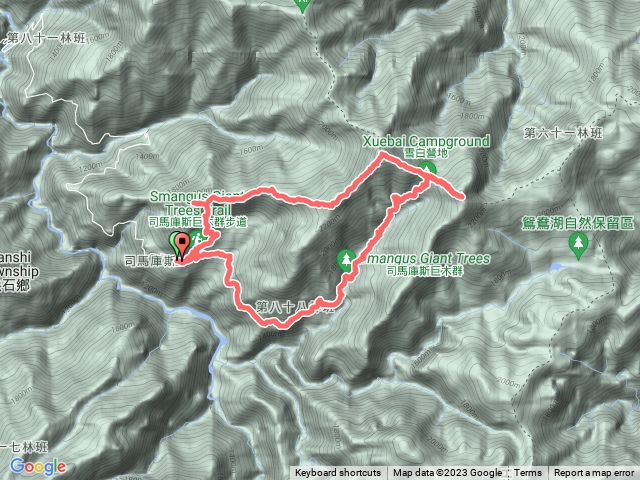 司馬庫斯巨木群、西丘斯山、雪白山、東泰野寒山 O型縱走預覽圖