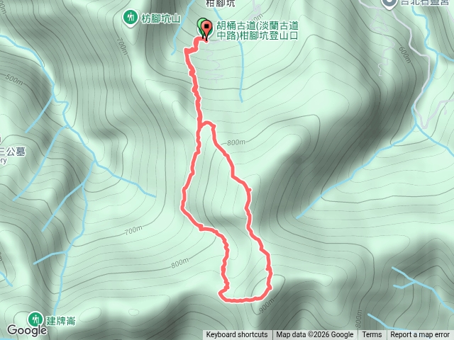 新北 坪林 柑腳坑6號高海宅-柑腳坑山步道-梳妝樓山-梳妝樓鞍部-梳妝頂山-胡桶古道-胡桶鞍部-柑腳坑6號高海宅 O形預覽圖