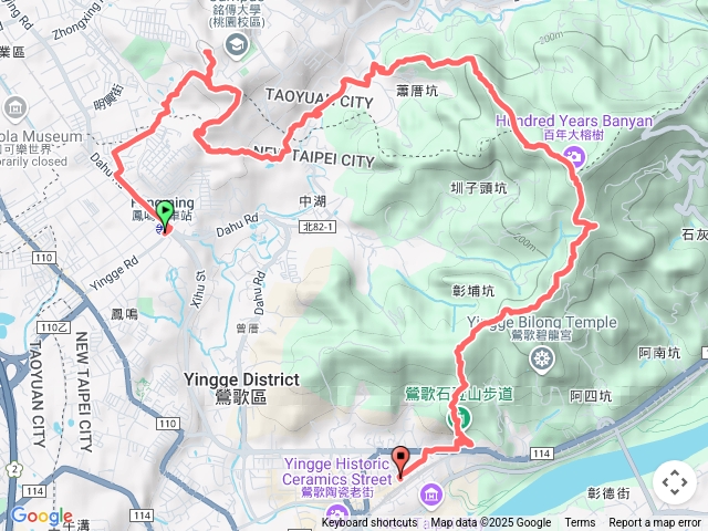 2025-02-25 鳳鶯縱走─山仔頂山→溪畔步道→福源步道→福源山→圳頭山→百年大榕樹→阿南坑山→大樹佛→彰埔坑山→鶯歌石山→鶯歌石→北鶯山預覽圖