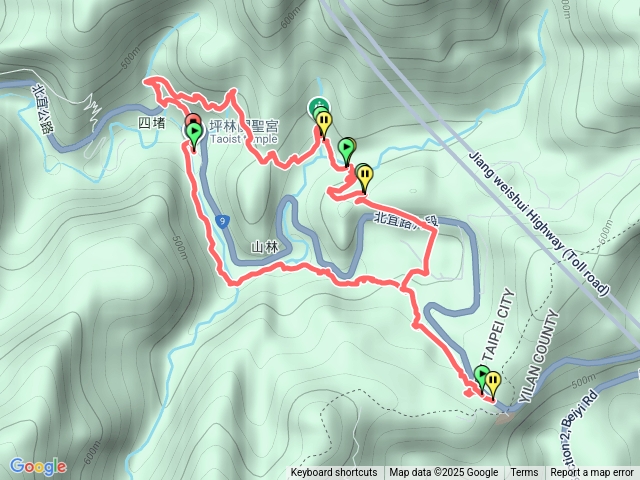 關聖宮＞石牌線界公園＞回程往碧湖＞北宜53k＞關聖宮
