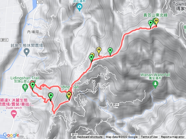 笠頂山、真笠山西南峰、真笠山、真笠山東南峰