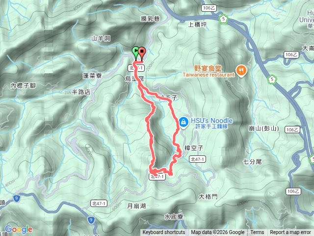 石碇烏塗窟月扇湖山岩壁、四分子古道