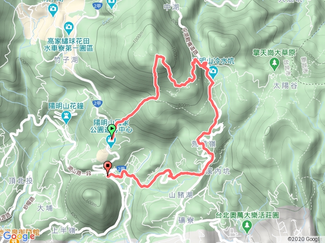 陽明山苗圃 七星東峰 夢幻湖 冷水坑 中山樓 公車總站