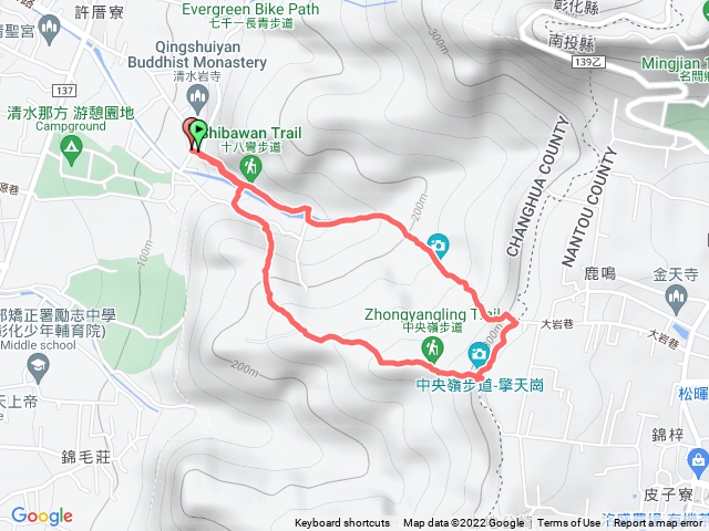 彰化社頭擎天崗健走，中央嶺、18彎步道