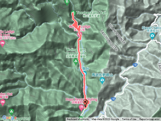 桃山瀑布（文康館櫻花隧道起走原路往返）