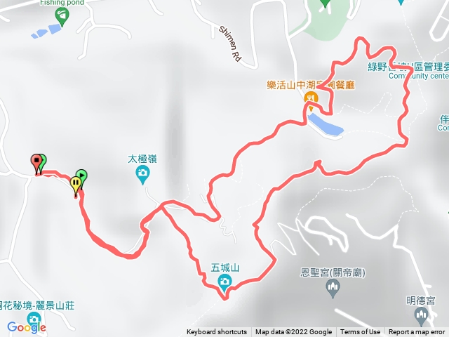 石門路70號步道入口-直上山中湖-山中湖文筆山登山口-經菜園-天上山縱走-五城山-直下回70號步道入口