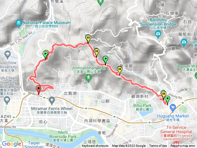 湖光市場，剪刀石，金面山，劍南站