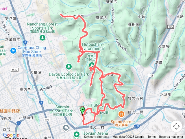 2025-02-21 桃園虎頭山十五連峰─虎頭山南峰→三分山→五分山→王公坑山→虎頭山→福頭山→水汴頭山→鳳岩山→太極宮→龜崙山→三聖宮