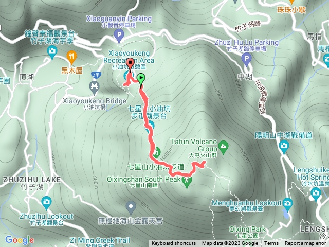 陽明山小油坑停車場＜=＞七星山主峰