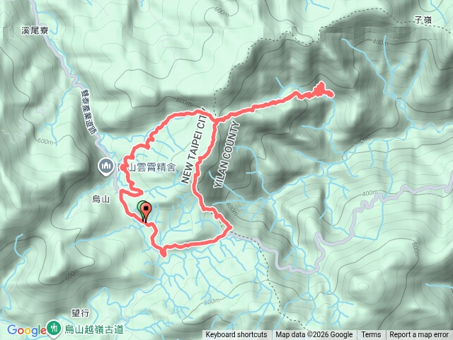 烏山古道東段、610鞍部、石盤寮瀑布、三分二山、聖寶宮O型預覽圖