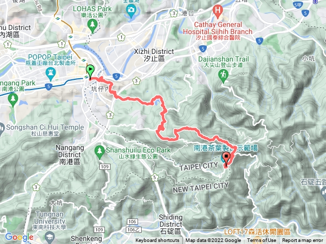 捷運南港展覽館 - 小南港山 - 白匏湖 - 白雲派山所 - 十三分山 - 茶葉製造示範場