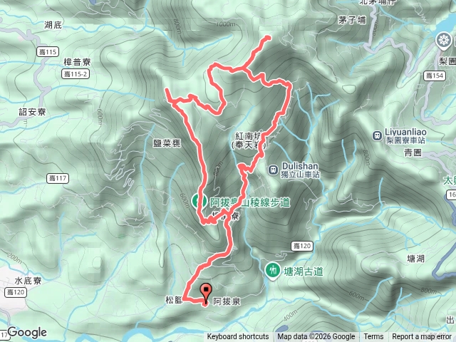 阿拔泉真武廟走健康步道上阿拔泉山四連峰下竹松梅步道經獨立山步道回預覽圖