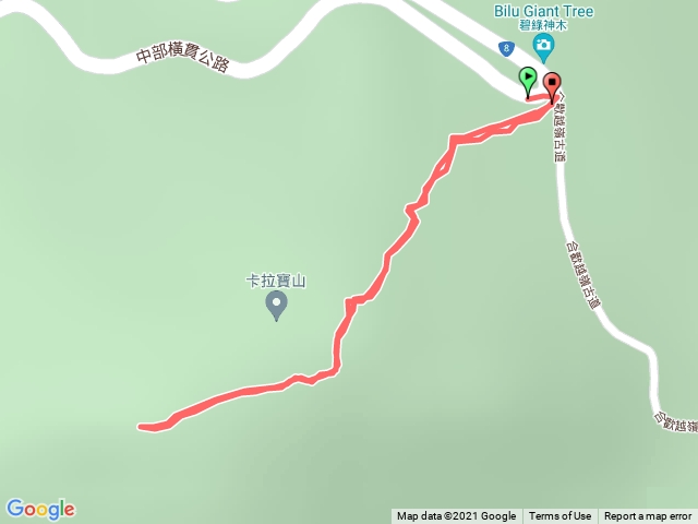 卡拉寶山(2021-05-13)-中橫(台8縣)-碧綠神木停車場起登-原路來回-沿途路點標註