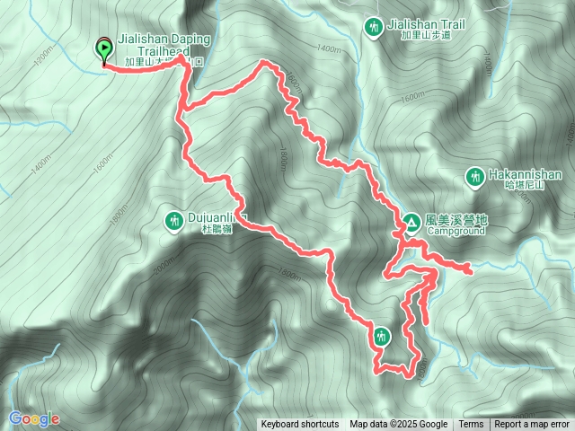 加里山、東南峰、風美溪、鐵道、木屋