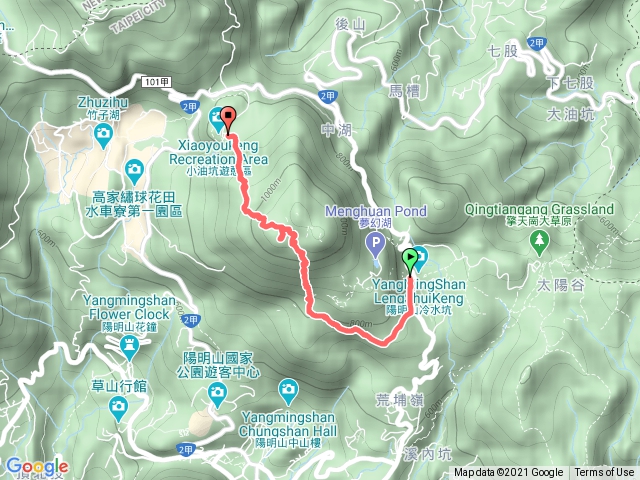 冷水坑、凱達格蘭山、恐龍接吻石、小油坑
