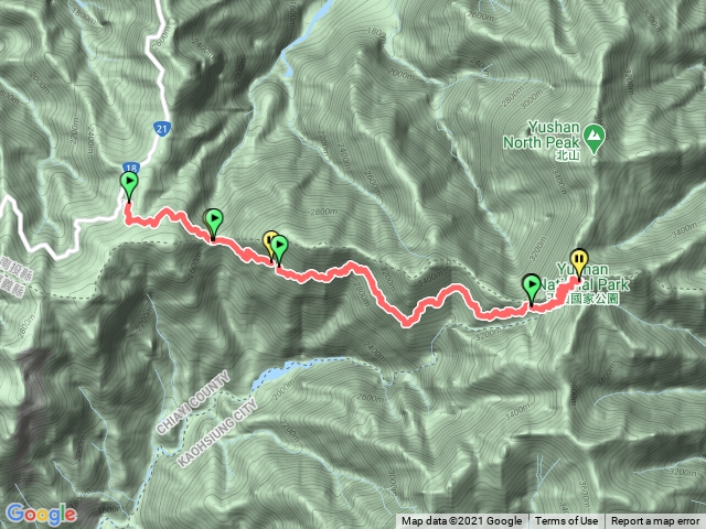 上東埔停車場》排雲山莊〉玉山主峰》排雲山莊