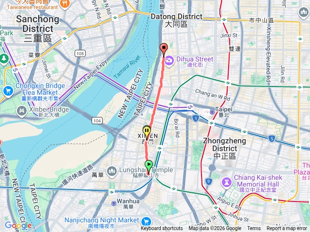 西寧南路(桂林路)到北路(民生西路)