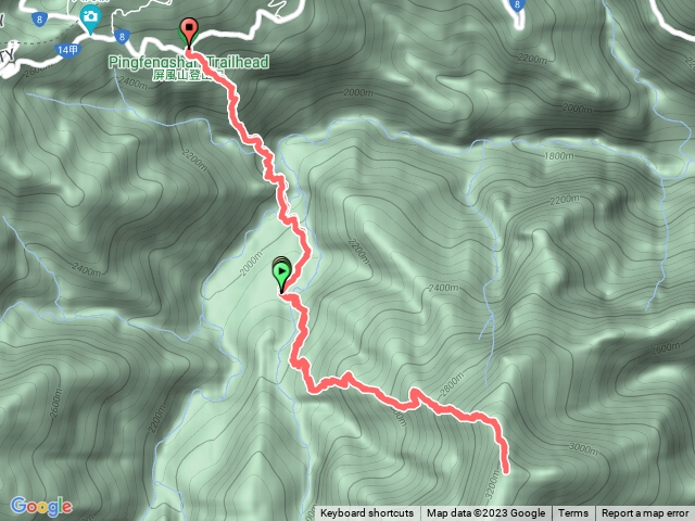 登山口（台8線111.2k)-松針營地山屋-屏風山-松針營地山屋-登山口