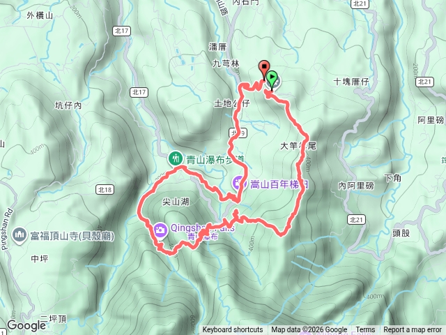 石門三山(九芎林山、九芎林山西北峰、土地公嶺山)連走青山瀑布、百年梯田 O 型預覽圖