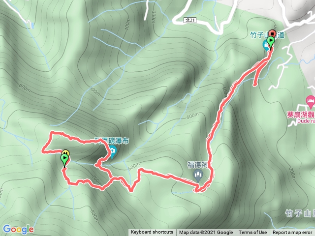 阿里磅瀑布、瀑頂、竹里山O型縱走