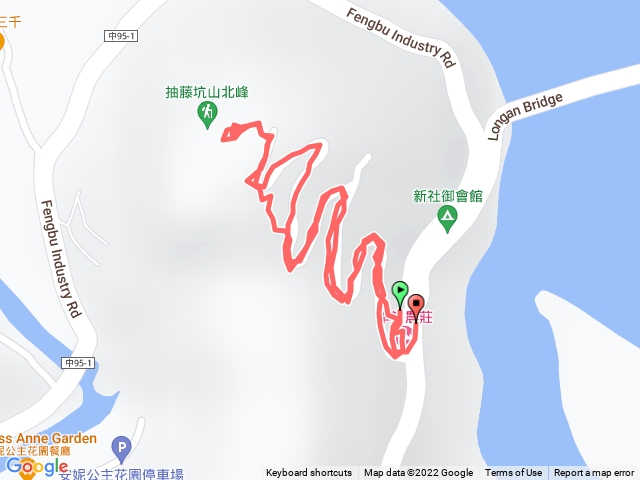 台中新社_抽藤坑北山_龍安橋(幸福農莊)來回路線