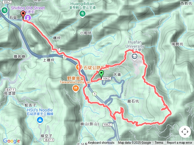 石碇大崙古道-崩山大崙-華梵大學-石碇大崙-磨石坑山-圳沽古道-中崩山隧道-石碇老街
