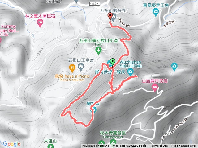 五指山O環(觀音寺起->食中指鞍部上切->中指->食指->拇指->橫向步道->回觀音寺)