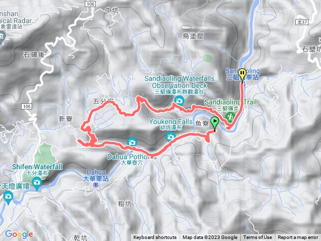 三貂嶺/野人谷瀑布群10瀑連走.三貂嶺.幼坑古道.魚寮山.三清宮.出山洞.粗坑瀑布.幼坑瀑布(九層瀑布).大華壺穴.廢棄野人谷遊樂區.翠谷瀑布.子母雙瀑布.天雲瀑布.茵夢湖瀑布.金霞滑瀑(雞董滑瀑).