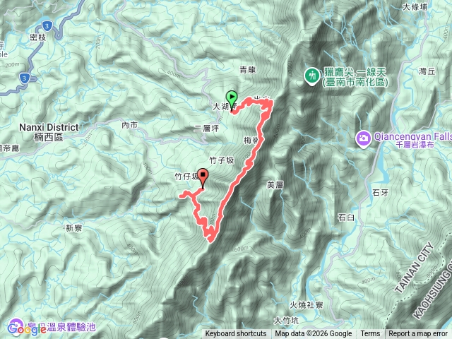 「南瀛百岳」伍龍殿-竹子尖山-敏峰-下188線道-東麻竹湖山
