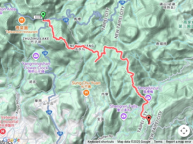 陽明山縱走東段：巴拉卡公路入口-小油坑-七星山/東峰-冷水坑-擎天崗-竹篙山-擎天崗東峰-石梯嶺-頂山-風櫃嘴-五指山公園