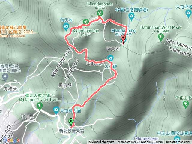 清天宮-向天山-面天山-面天坪涼亭 單向路型