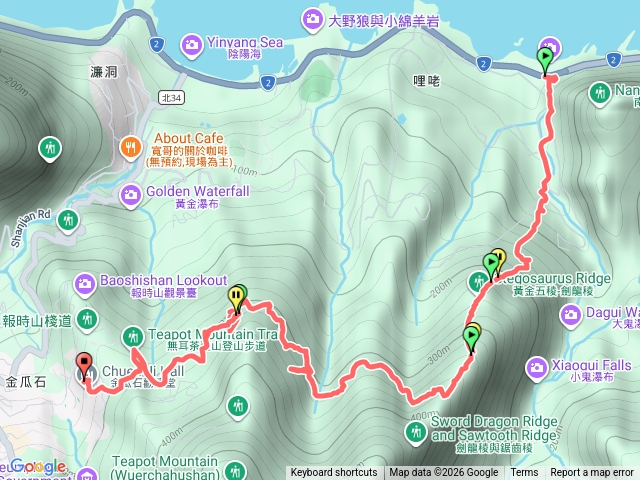半屏出海口-劍龍稜-龍牙-水管路-煙囪-勸濟堂