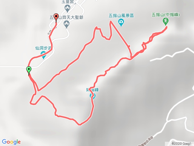 五指山姆、食、中指，橫向步道下山。