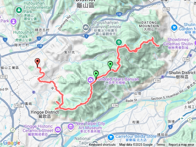 龜山頂山鶯歌蛋山忠義山牛灶坑山光明山樟埔坑山百年大榕樹望湖山石灰坑山大棟山秋壇山鎮遠山大青坑崙山青龍嶺大同山原路往返