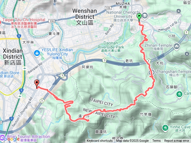政大、樟山、樟山寺、待老坑山、員潭子坑山、大香山、高麗坑山、出新店