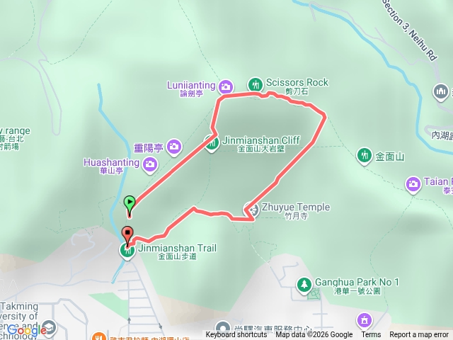 內湖金面山O型路線預覽圖