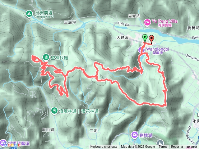 望龍埤-鎮頭山-蜊埤山-大湖山-燈篙林道-雙月湖-肖楠步道-望龍埤O型