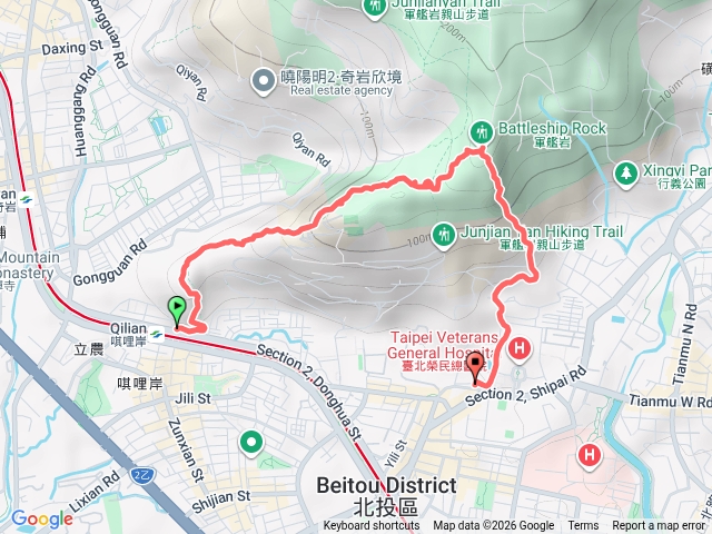 軍艦岩之唭哩岸到石牌站