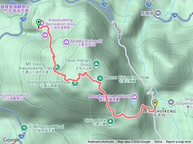 小油坑七星山主峰東峰，冷水坑