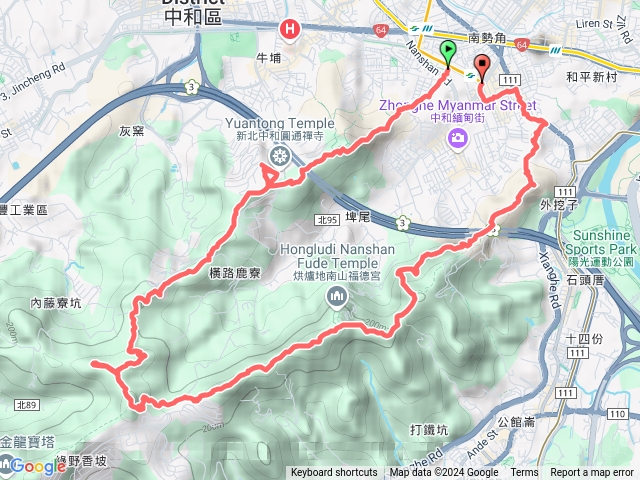 國勝嶺、長壽嶺、牛埔頭山、五尖山、南勢角山、光明頂