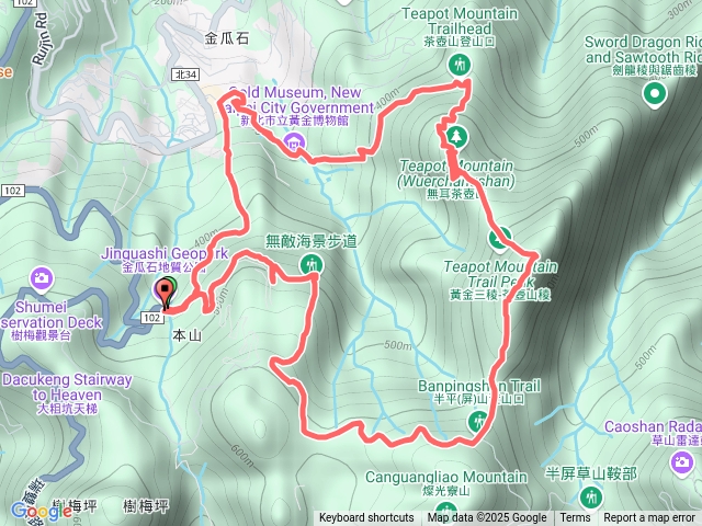 金瓜石地質公園、半屏山、無耳茶壺山、黃金博物館 O 型預覽圖