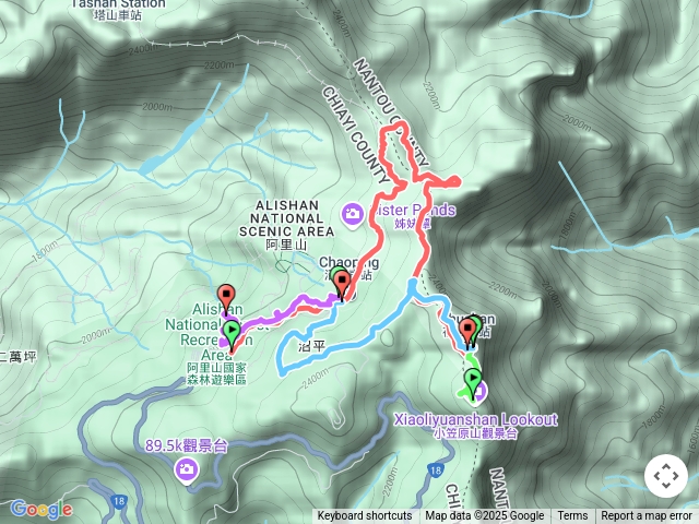 祝山車站→小笠原觀景臺→對高岳車站→沼平車站→櫻之道→森之道