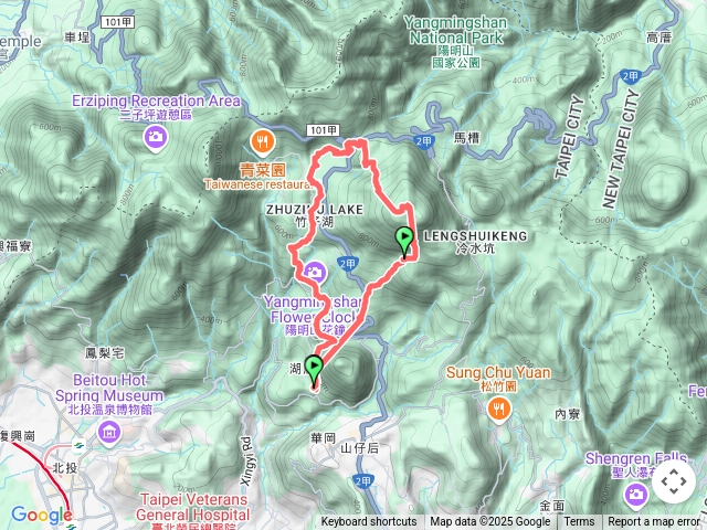 橫嶺古道上七星山接竹子湖O型