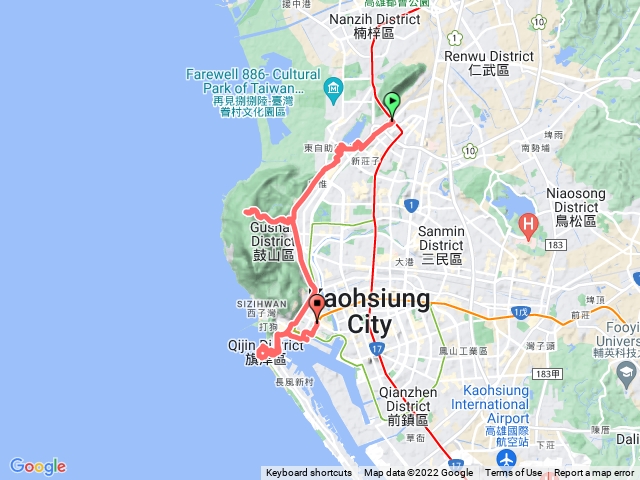 🔺高雄：新左營 | 大龜山➡️內惟山➡️北柴山➡️旗津旗后山➡️駁二 | 鹽埕埔