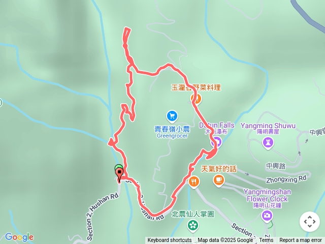 雷隱橋--草山瀑布觀景吊橋--滾水頭--大屯瀑布O型